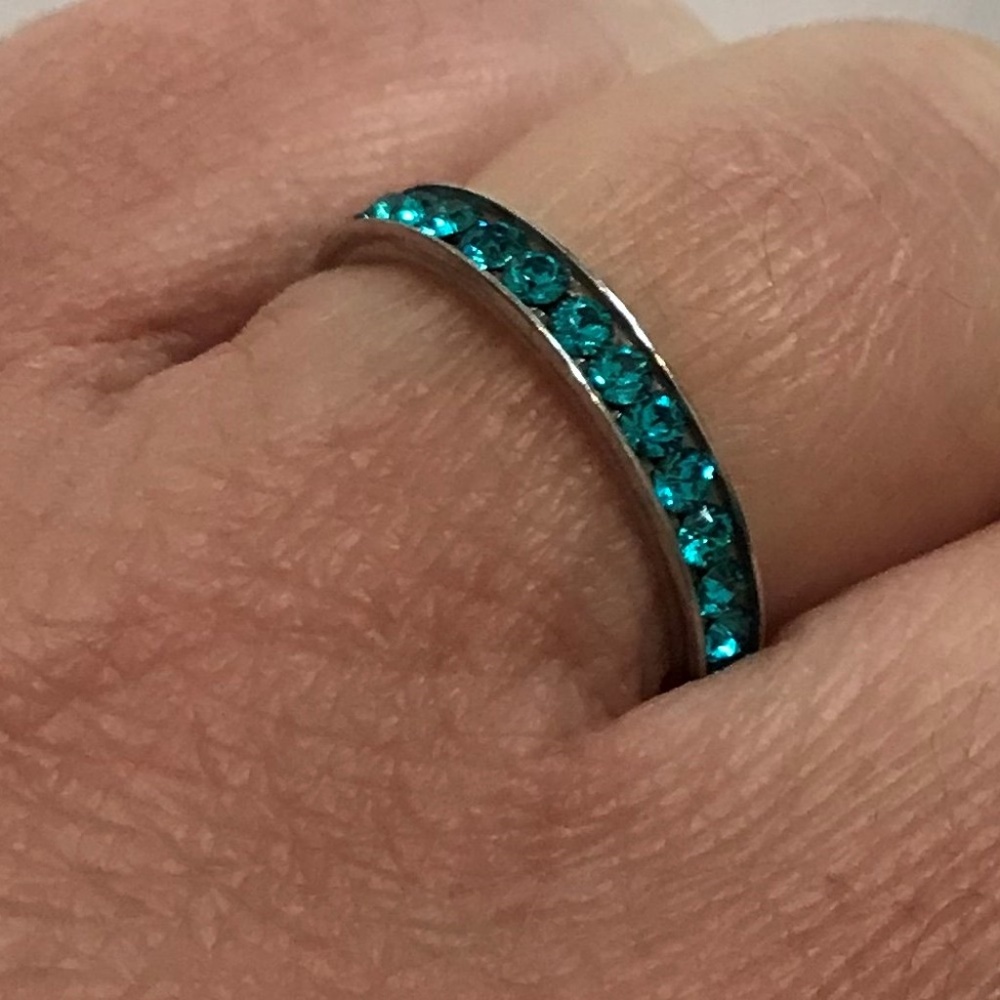 NWT Sterling Silver Eternity Band Ring in Blue Topaz